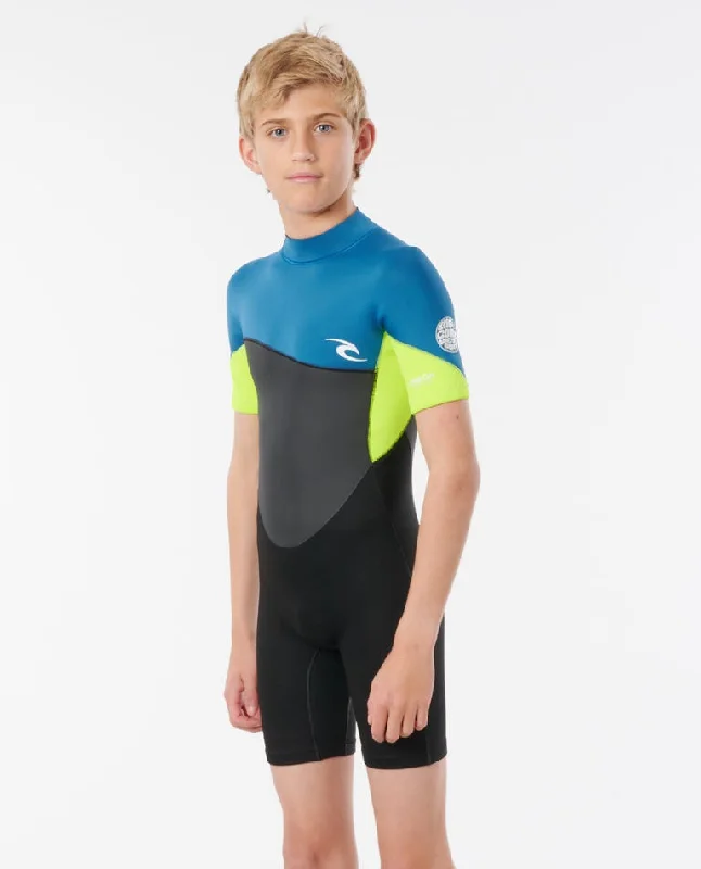 Lightweight wetsuits for easy mobility-Rip Curl Kids Omega 1.5mm Short Sleeve Springsuit Neon