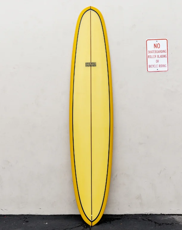 Lightweight surfboards for travel convenience-KRIS HALL | 9’4” JAZZ PIN GOLDENROD YELLOW LONGBOARD