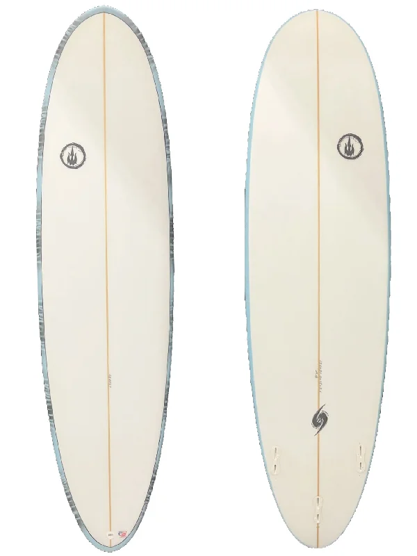 Affordable surfboards for new surfers-WBZ 6'8" "Lunch money" Blue/ grey rails