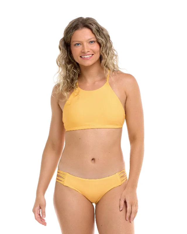 Best surf swimsuits for women-Smoothies Alesha High Neck Bikini Top - Canary