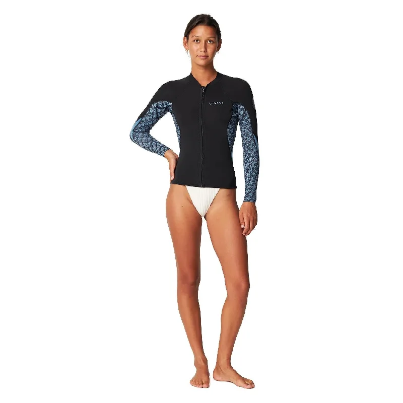 Low-profile wetsuits for minimal drag and high-speed diving-O'NEILL WMNS BAHIA FULL ZIP JACKET 1.5MM 2025 - ALOHA TILE