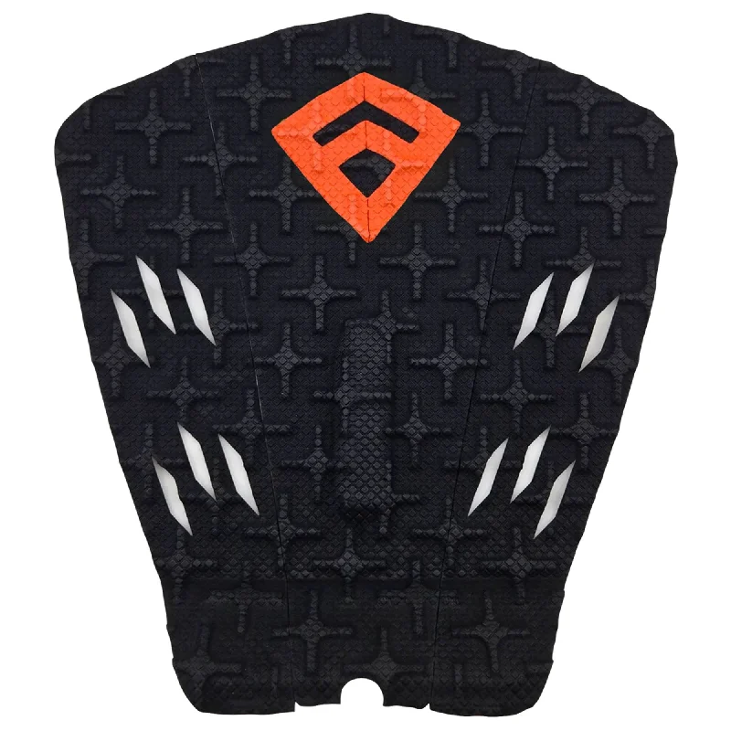 Sleek surf pad design for stylish surfing-  Freak Peter Mendia 3-Piece Traction Pad - Black/Orange