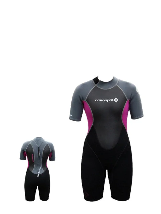 Ultra-durable wetsuits for frequent divers-Ocean Pro Iluka 3mm Shortie Wetsuit Ladies