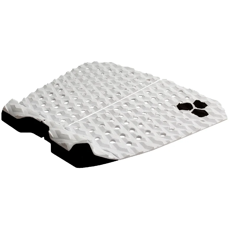 Breathable material surf pad for comfort in hot weather-  Channel Islands Factor XL 2 Piece Flat Traction Pad-White